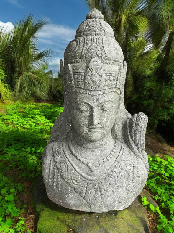 Bali Statue Buddha Hand Carved Stone 100cm Stone Base (1861)