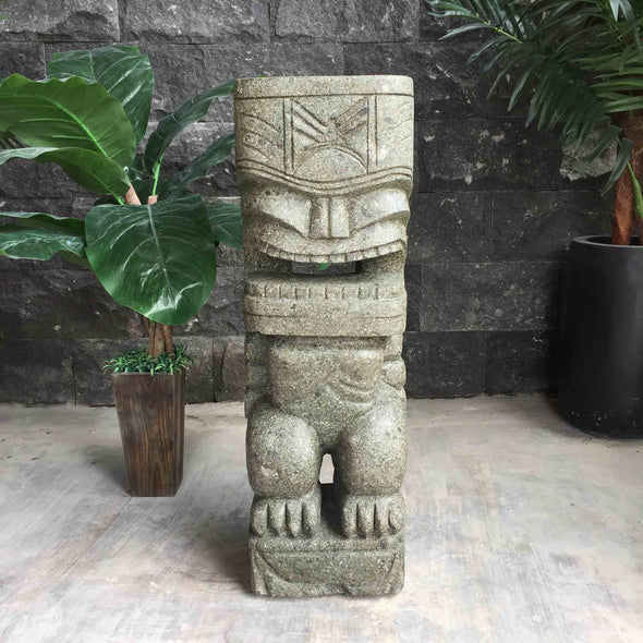 Hawaiian Tiki Statue Hand Carved Stone 81cm StoneBase (1892)