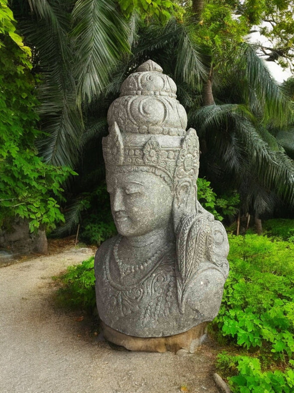 Bali Statue Buddha Hand Carved Stone 100cm Stone Base (1896)