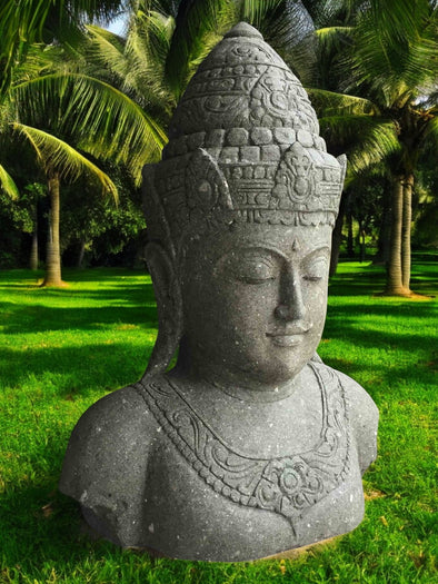 Bali Statue Buddha Hand Carved Stone 100cm Stone Base (1902)