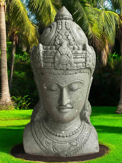 Bali Statue Buddha Hand Carved Stone 100cm Stone Base (1903)