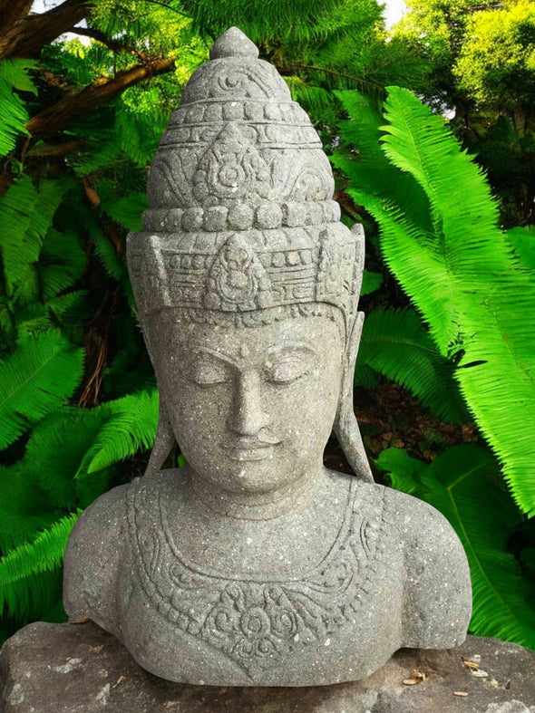 Bali Statue Buddha Hand Carved Stone 102cm Stone Base (1917)