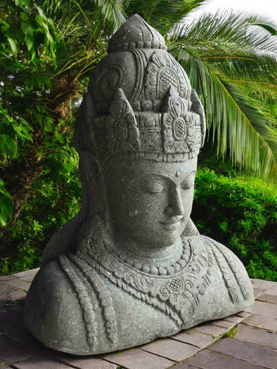 Bali Statue Buddha Hand Carved Stone 100cm Stone Base (1918)