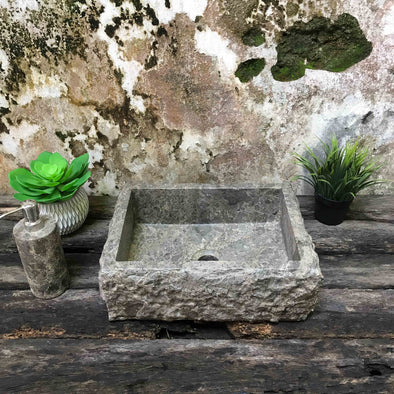 Grey Marble Natural Stone Basin 380mm x 270mm x 125mm (2351)