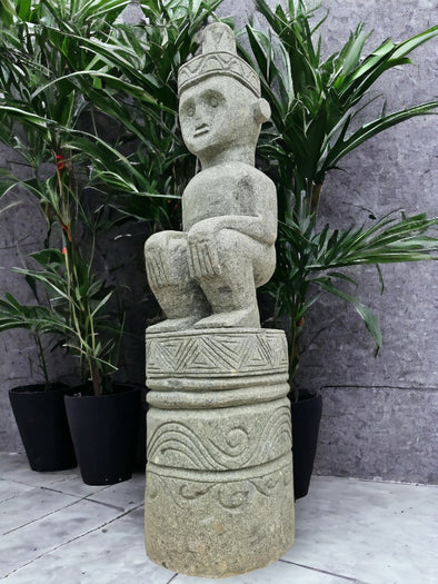 Sumba Statue Primitive Hand Carved Stone Sculpture 107cm Height (2679)