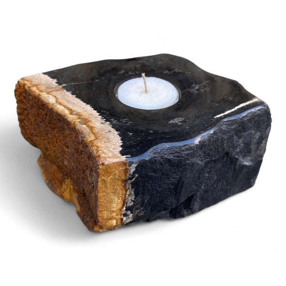 Petrified Wood Single Tealight Candle Holder (2724)