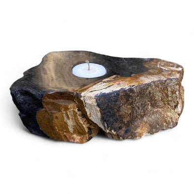 Petrified Wood Single Tealight Candle Holder (2726)