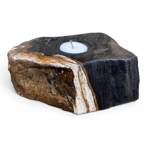 Petrified Wood Single Tealight Candle Holder (2728)