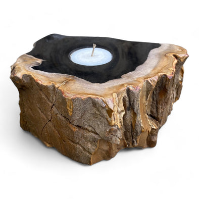 Petrified Wood Single Tealight Candle Holder (2730)