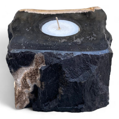 Petrified Wood Single Tealight Candle Holder (2734)