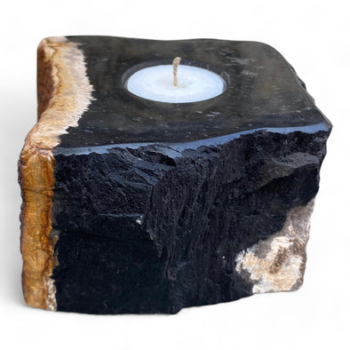 Petrified Wood Single Tealight Candle Holder (2734)