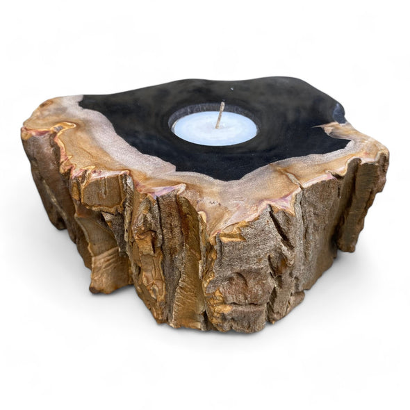 Petrified Wood Single Tealight Candle Holder (2736)