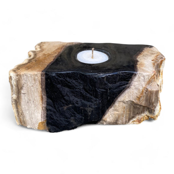 Petrified Wood Single Tealight Candle Holder (2738)