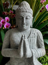 Buddha Statue Praying Hand Carved Stone 800mm Stone Base (3049)