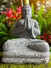 Buddha Statue Praying Hand Carved Stone 800mm Stone Base (3049)