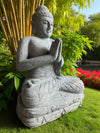 Buddha Statue Praying Hand Carved Stone 800mm Stone Base (3049)