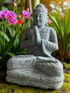 Buddha Statue Praying Hand Carved Stone 800mm Stone Base (3049)