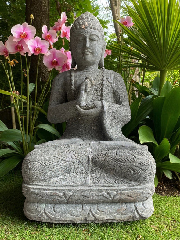 Buddha Statue Teaching Buddha  Hand Carved Stone 800mm Stone Base (3050)
