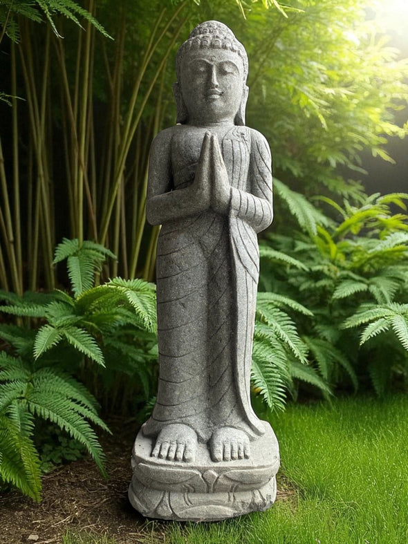 Buddha Statue Praying Carved Stone 1000mm (3052)