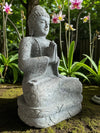 Buddha Statue Praying  Carved Stone 840mm Stone Base (3054)