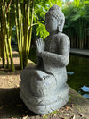 Buddha Statue Praying  Carved Stone 840mm Stone Base (3054)