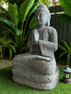Buddha Statue Praying  Carved Stone 840mm Stone Base (3054)