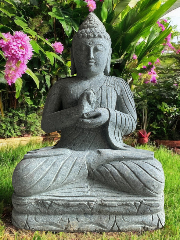 Buddha Statue Teaching Carved Stone 800mm Stone Base (3056)