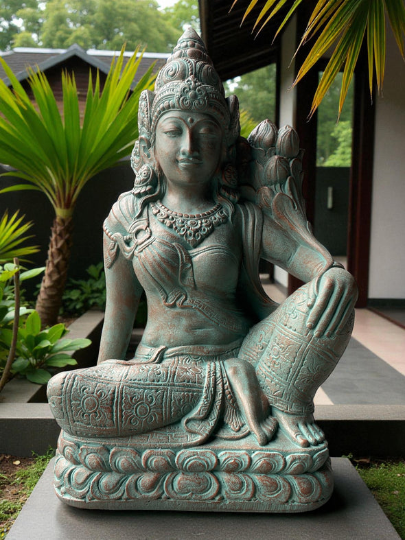 Buddha Statue Sitting Tara Green Copper Finish 650mm (3188)