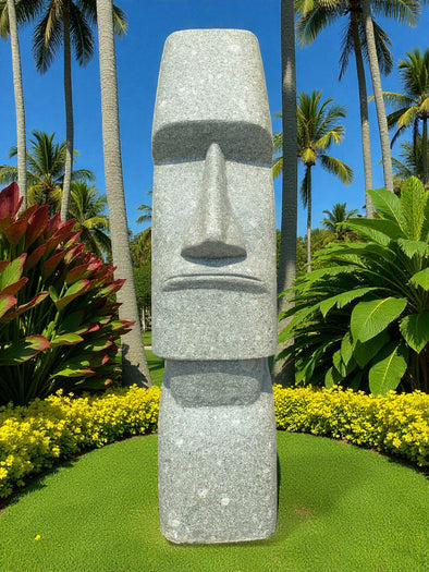 Easter Island Statue Hand Carved Green Stone 840mm StoneBase (3242)