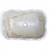 Raw White Marble Natural Stone Basin 520mm x 360mm x 155/130mm (3279)