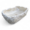 Raw White Marble Natural Stone Basin 520mm x 360mm x 155/130mm (3279)