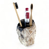 Petrified Wood Luxury Toothbrush & Toothpaste Holder, 3 Hole (D)