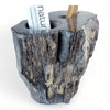Petrified Wood Luxury Toothbrush & Toothpaste Holder, 3 Hole (G)