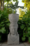 Giant Bali Statue Pot Planter Hand Carved Stone 1520mm Height Stone Base (818)