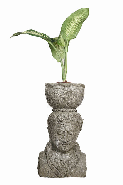 Bali Pot Planter Statue Hand Carved Stone 80cm (797)