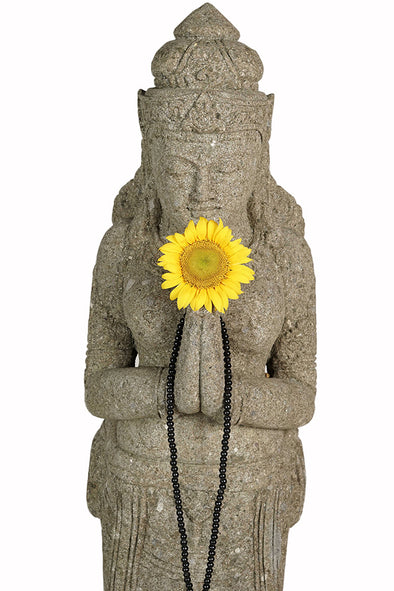 Bali Statue Praying Buddha Hand Natural Carved Stone Sculpture 152cm (808)