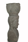 Bali Statue With Pot Planter Hand Carved Stone 152cm Stone Base (818)